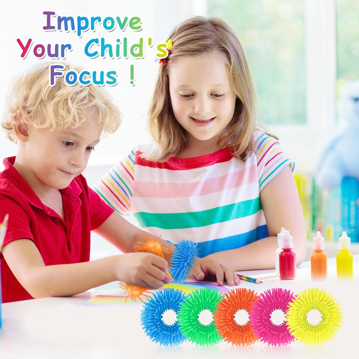 5 Packs Squishy Fidget Soft Bracelets Toys,Silicone Fuzzy Band Sensory Stringy Bracelet for Kids and Adults