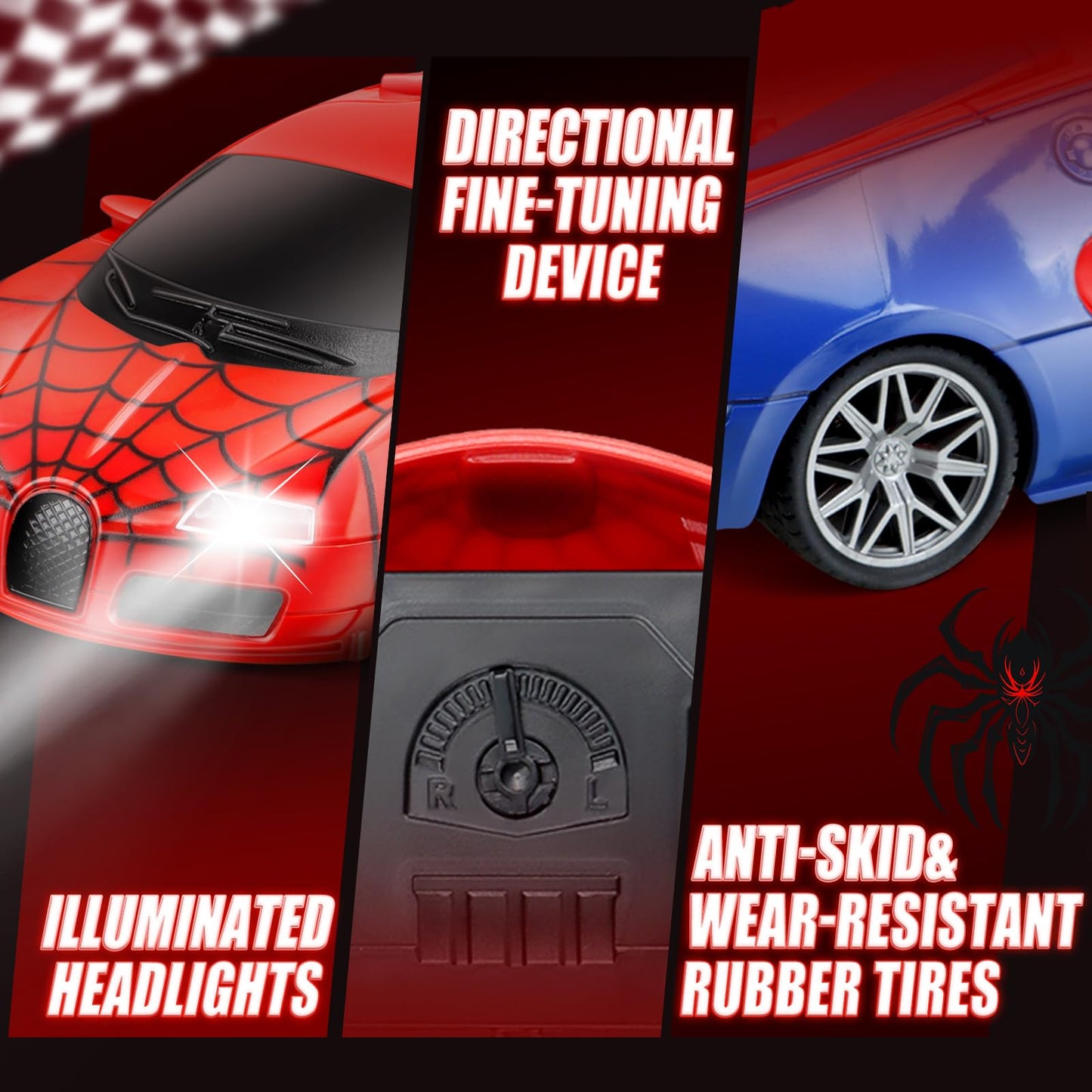 Aooess Remote Control Car Toy for Kids: Spider Rc Cars for Boys Age 4-7 Toy Cars for Boys Age 4-7 Racing Car Toys Spider Toys fo