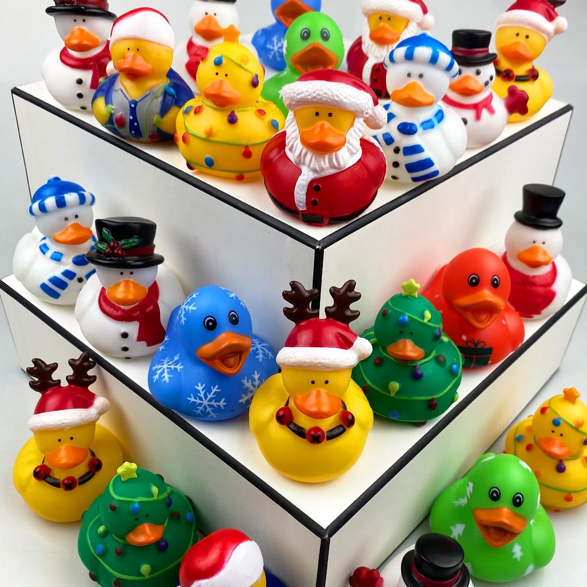Qingqiu 24 Pack Christmas Rubber Ducks Jeep Bath Toys For Kids Boys Girls Toddlers Christmas Party Favors Stocking Stuffers Gifts