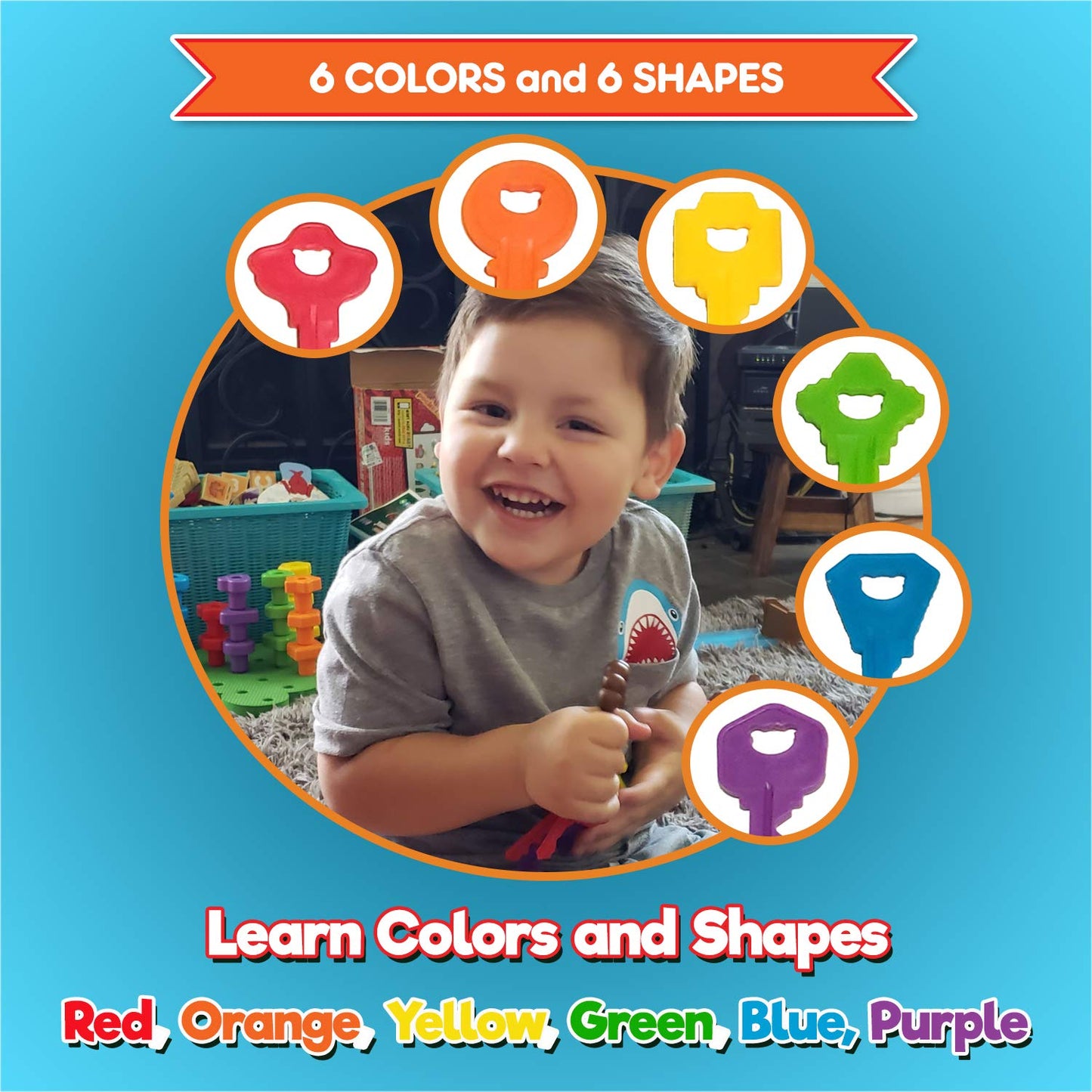 Baby Keys Montessori Toys For Toddlers - Toy Keys, Matching Toddler Games, Learning Toys For 2 Year Olds - Real Keys, Pretend Pl