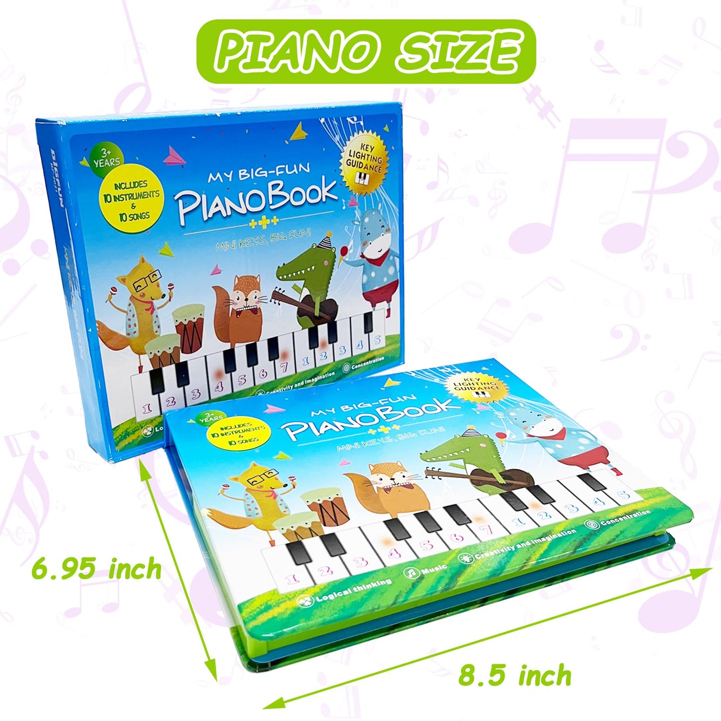 Eooleow Kids Piano Book Toys - 20 Keys Kids Keyboard Piano Educational Music Toys, Children Gifts & Toddler Toys For 3 4 5 Year