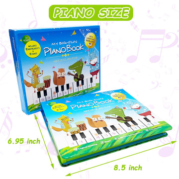 EOOLEOW Kids Piano Book - 20 Keys Educational Piano Toy for 3-5 Year Olds, Green Plastic Musical Gift for Boys & Girls