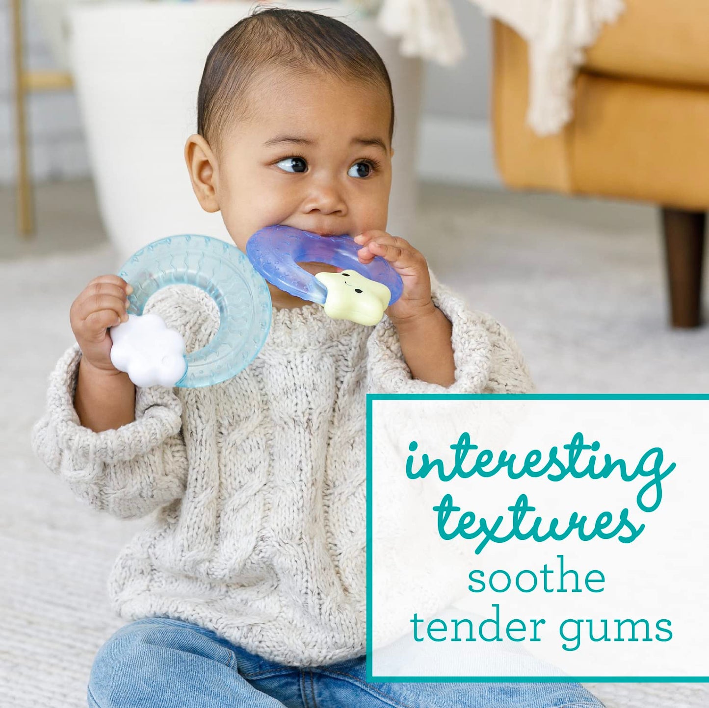 Infantino Shake & Soothe Water Teethers - Sensory Exploration And Teething Relief, Cloud And Star 2-Pack