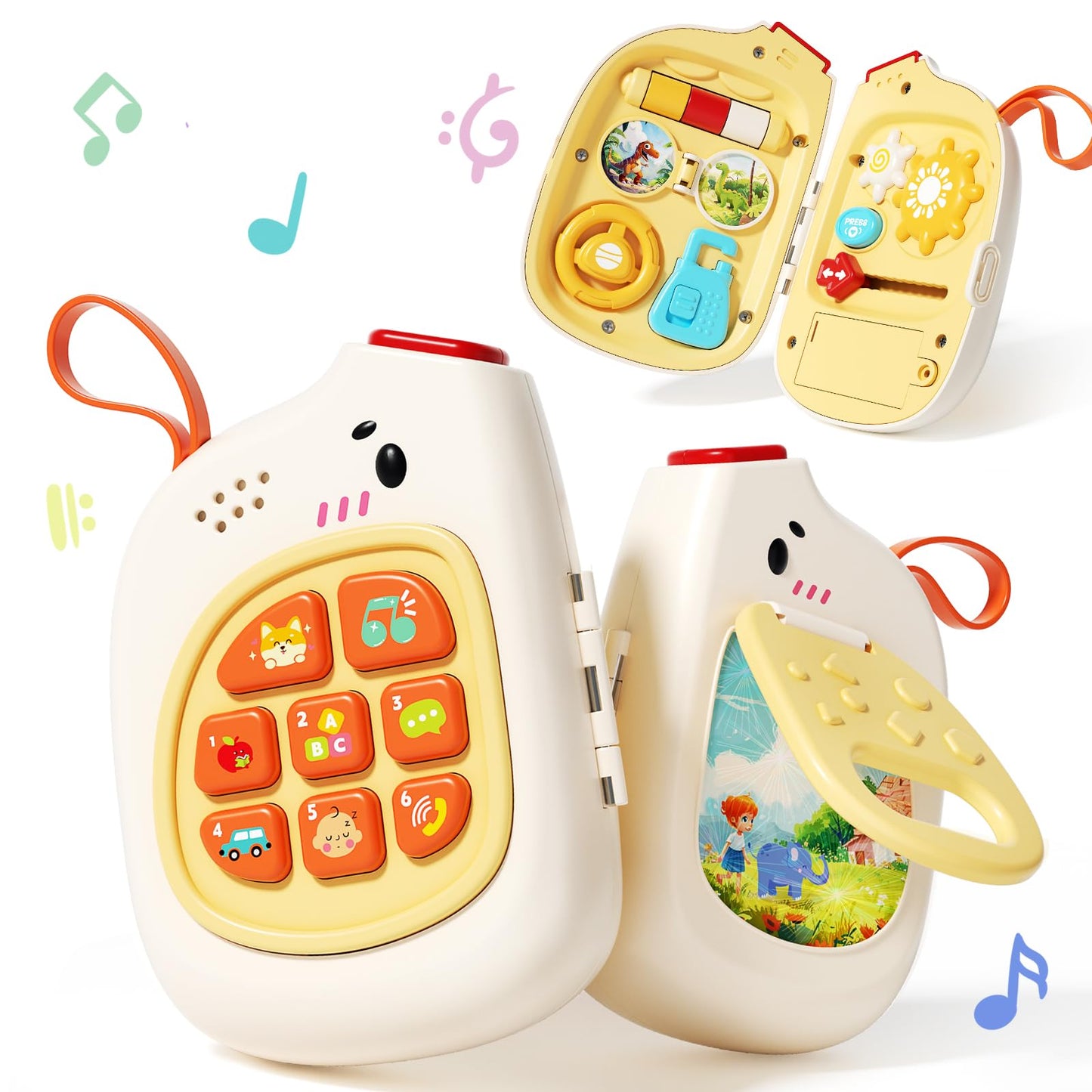 Jovow Baby Phone With Music For Toddler, Montessori Busy Board, Kids Sensory Board, Early Educational Toy For Toddlers 1-3, Moto