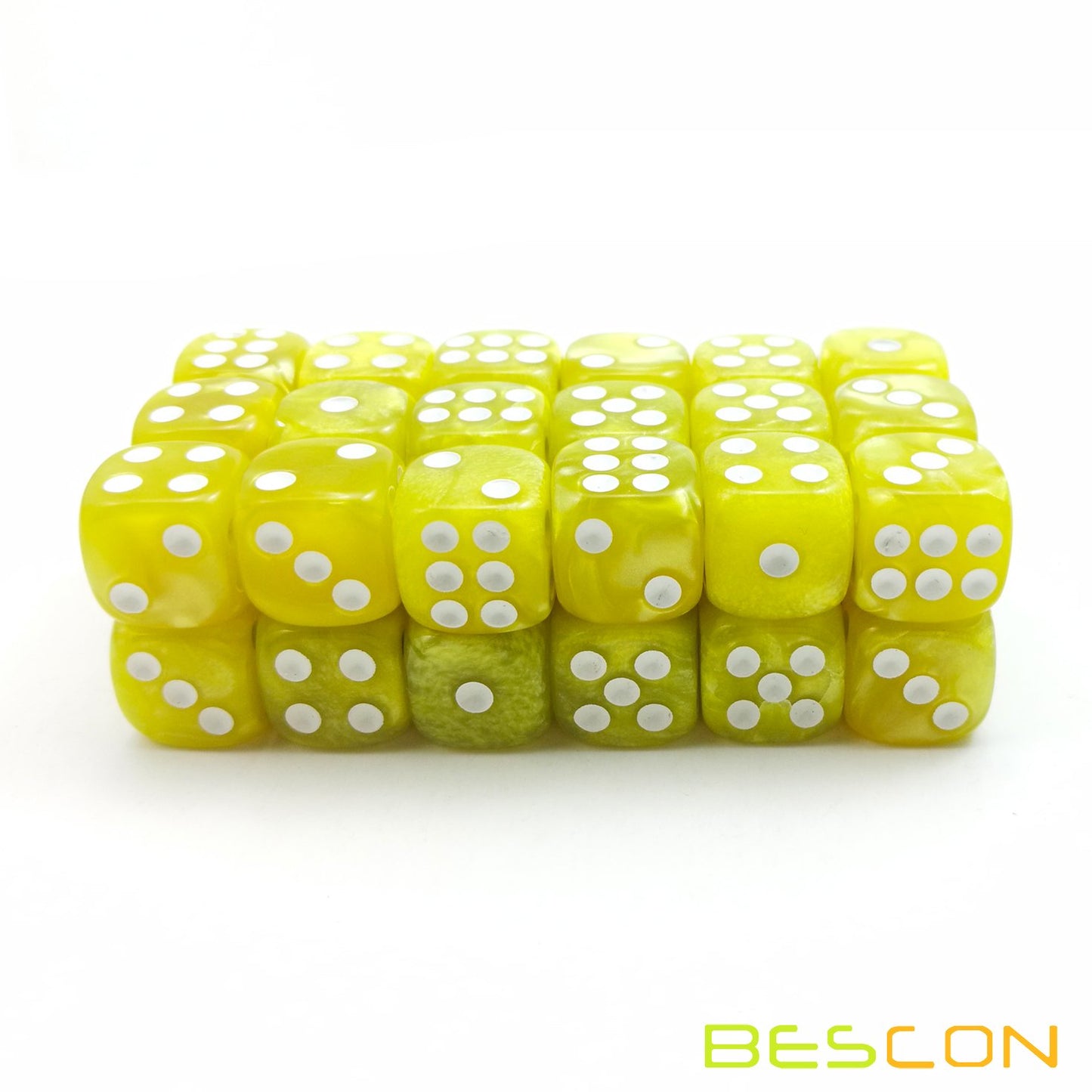 Bescon 12Mm 6 Sided Dice 36 In Brick Box, 12Mm Six Sided Die (36) Block Of Dice, Marble Yellow