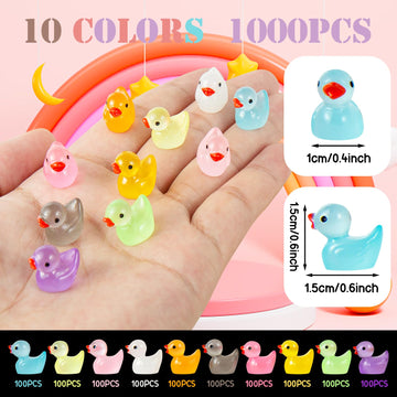 1000Pcs Luminous Mini Resin Duck Tiny Duck Figurine For Fairy Garden Landscape Aquarium Potted Plant Prank Game Diy Ornament Par