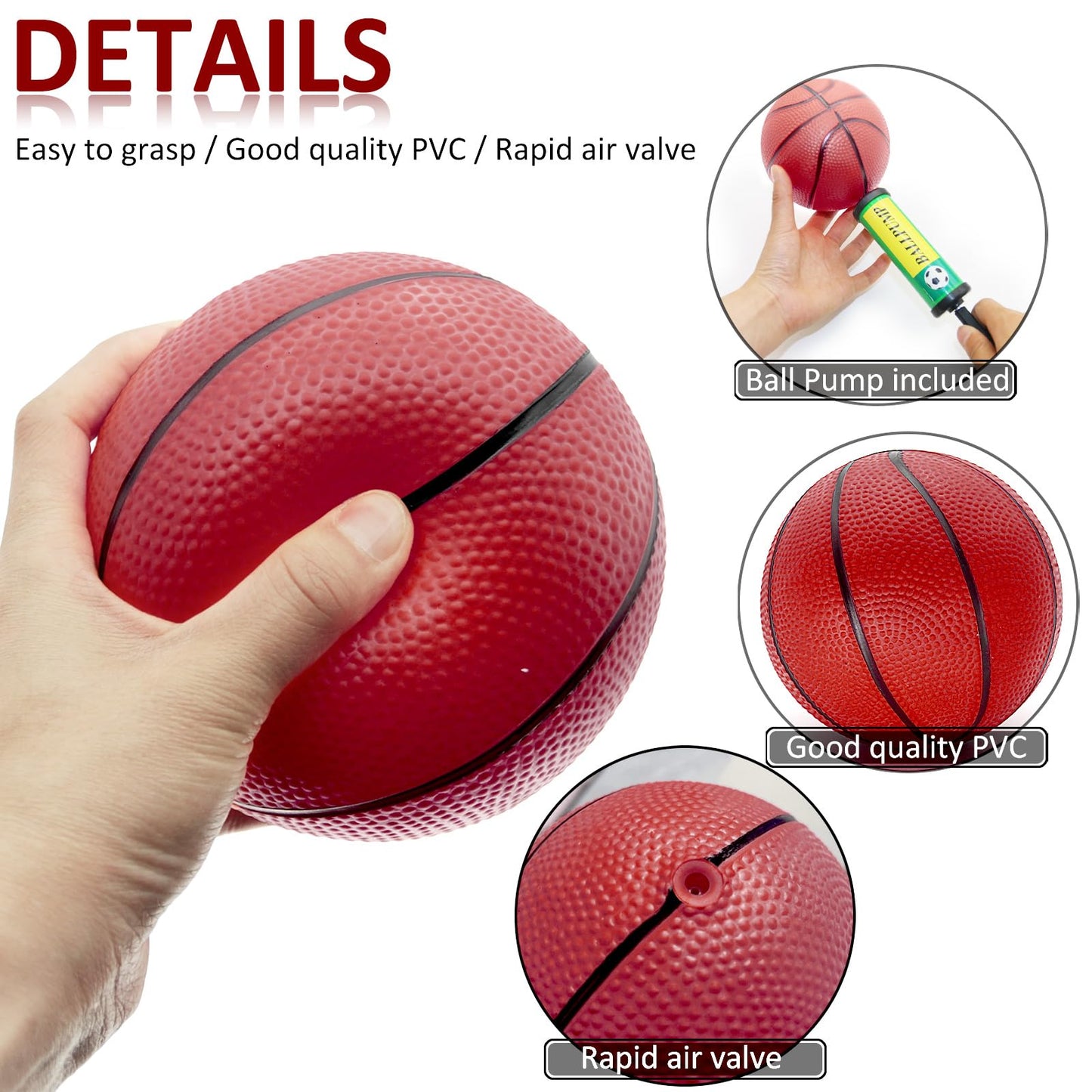 40Pcs 6'' Inflatable Mini Basketball Balls Bulk Inflatable Small Basketball Set, PVC Small Basketball for Over The Door Basketba