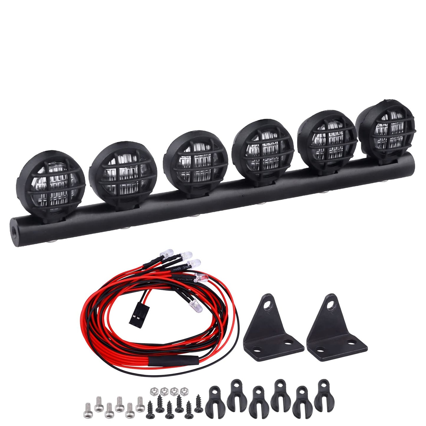 GoHobby 110mm 1/10 RC LED Light Bar Roof LED Lamp Kit 6 Lights LEDs for TRX4 Traxxas Slash 4x4 2WD Stampede SCX10 & SCX10 II Red