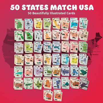 SPARK INNOVATIONS USA States Matching Card Games Educational Kids Games Learn States and Capitals Homeschool Supplies Classroom Must Have Kids Toys