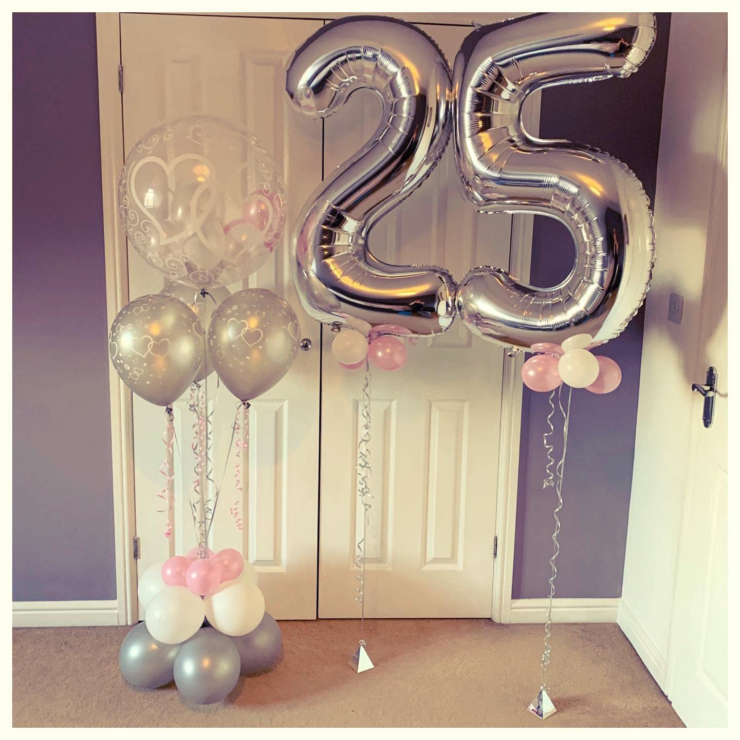 40 Inch Silver 25 Number Balloons Giant Jumbo Huge 25 Or 52 Foil Mylar Helium Number Digital Balloons Silver Birthday Mylar Digi
