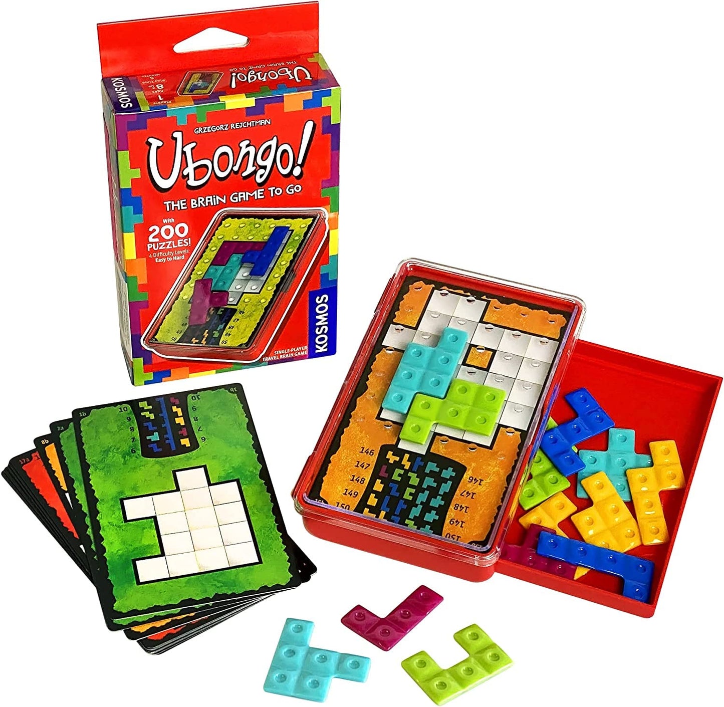 Ubongo The Brain Game To Go | Thames & Kosmos | Fast-Paced, Addictive, And Easy-To-Learn | Convenient Self Contained Carrying Case | Solo Geometric Puzzle Game | For Ages 8 And Up