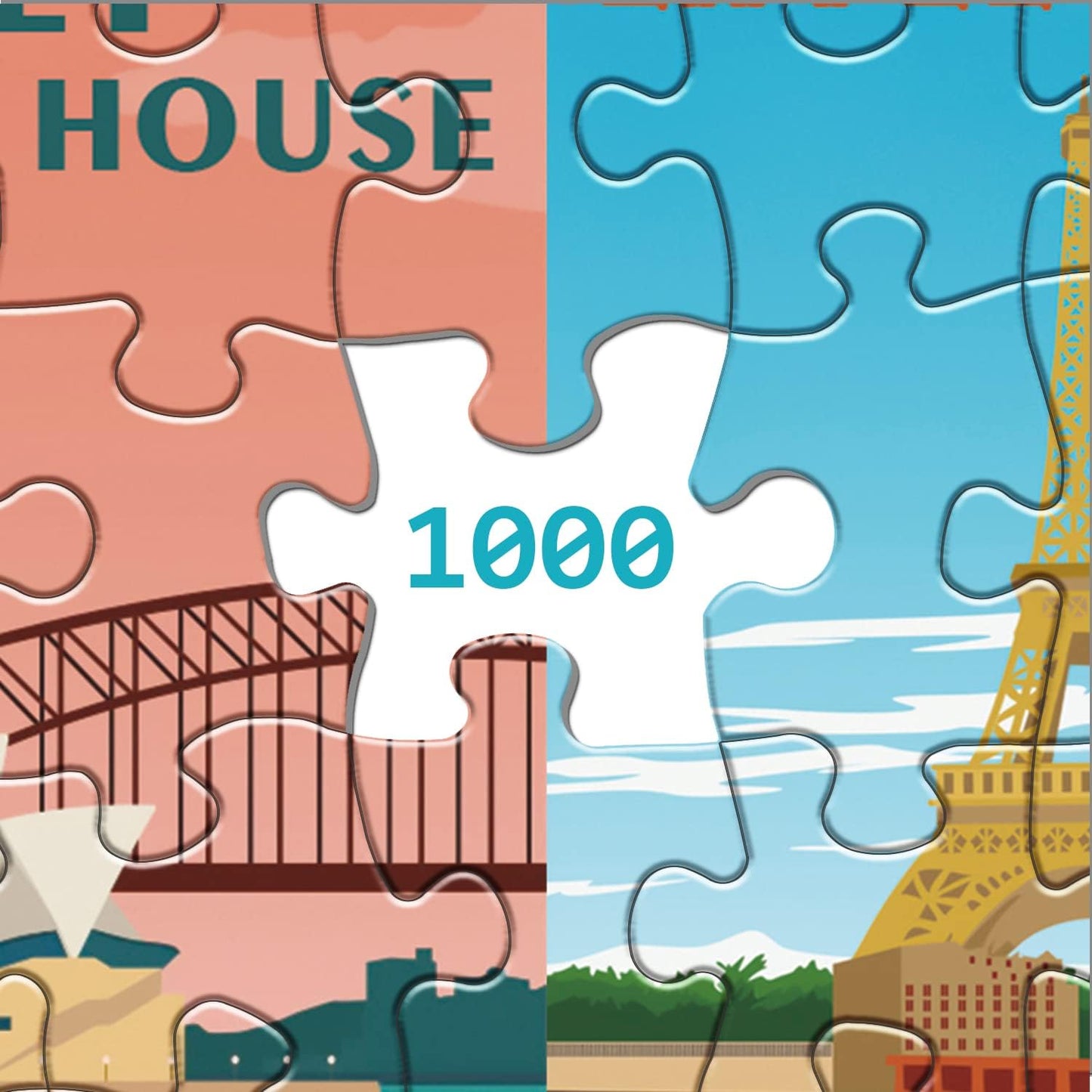 World Landmarks Travel Puzzle 1000 Pieces For Adult, Landscape Scene Jigsaw Puzzle Of World Most Visited Tourist Attractions, Tr