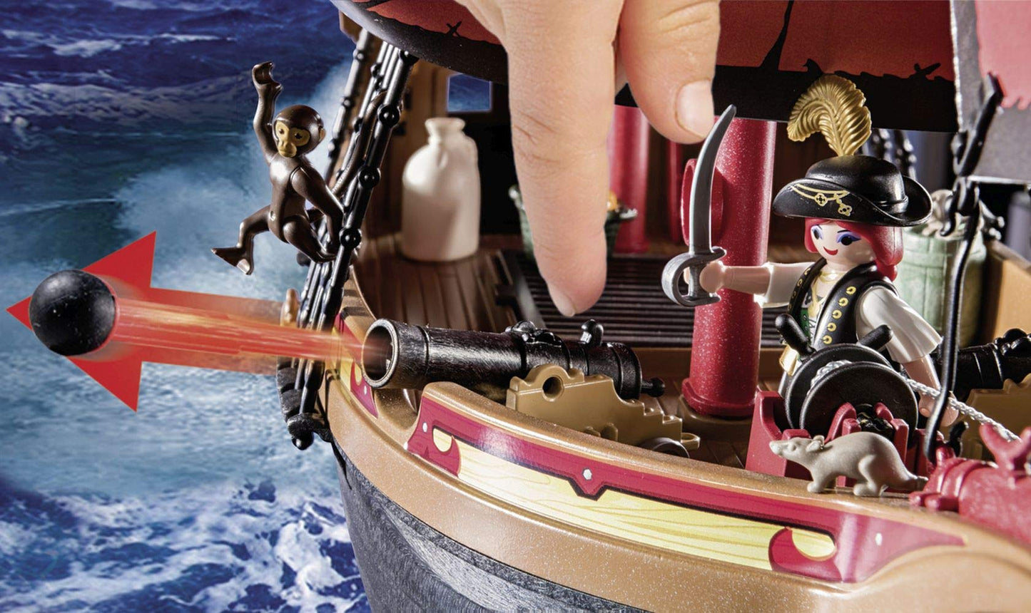 Playmobil Pirates Large Floating Ship with Cannon, Multicoloured, Model 70411, One Size, Plastic