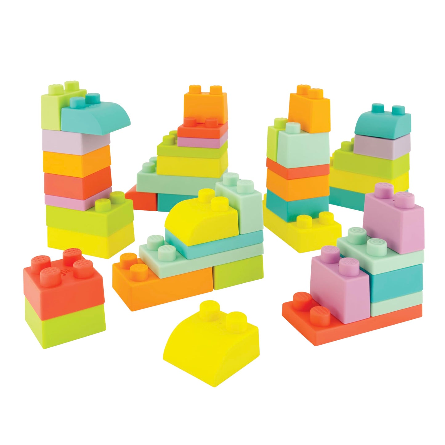 Infantino Super Soft 1St Building Blocks Jumbo Playset – Soft Blocks For Babies And Toddlers, Perfect For Stacking, Squishing, And Imaginative Play, 43-Piece Set