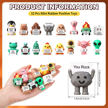 Gejoy 32 Pcs Mini Rubber You Rock Toys Set Mini Rock Figures Positive Gifts Desktop Ornaments and Decorations Inspirational Gifts for Employees Staff Teachers Teams and Friends