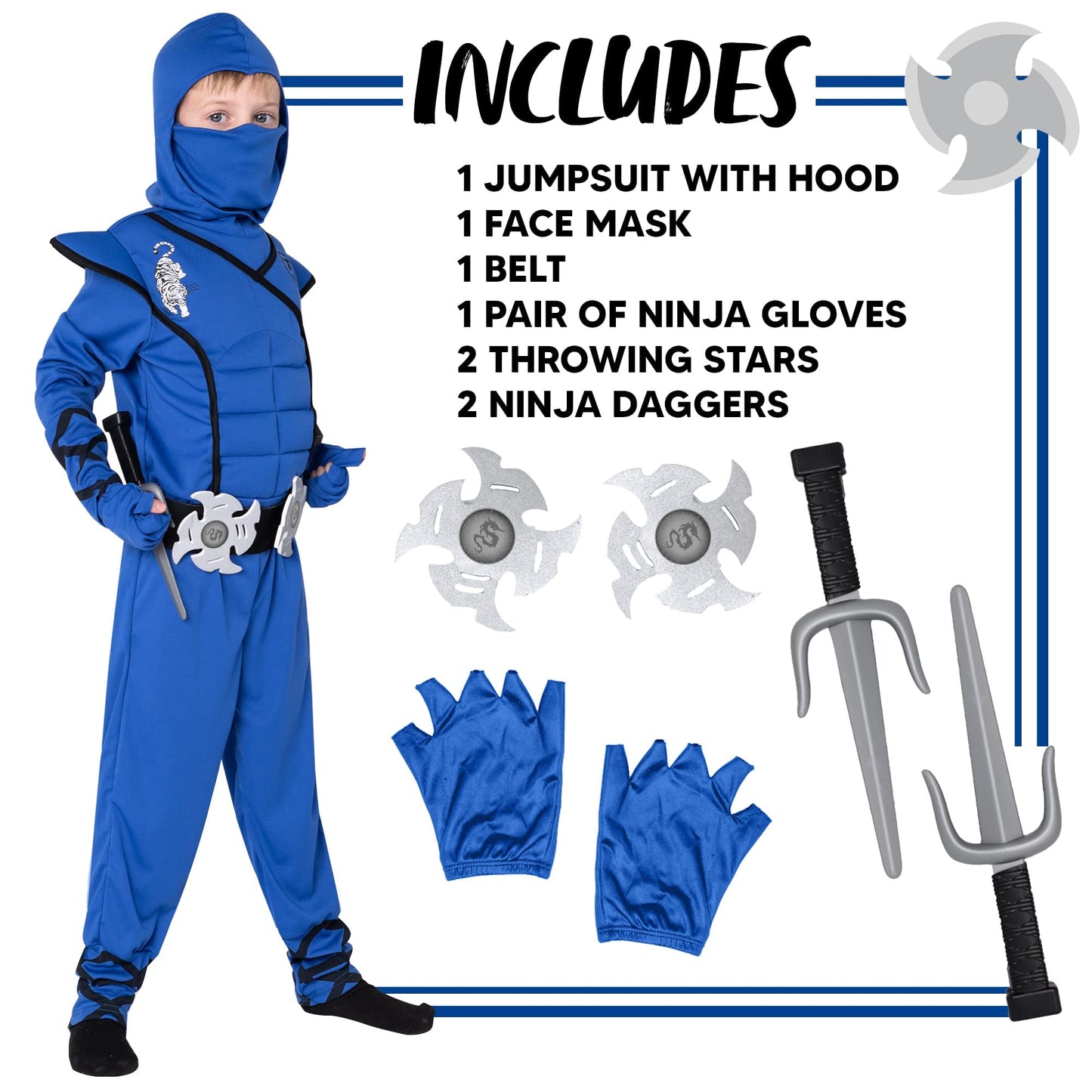 Spooktacular Creations Halloween Ninja Costume, Blue Ninja Costume Kids, Ninja Accessories Costume Set, Ninja Suit, Halloween Co