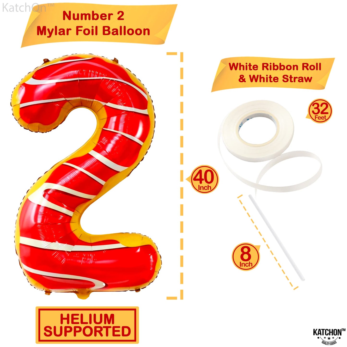 Katchon, Donut 2 Balloon Number - 40 Inch | Two Sweet Birthday Balloons, Two Sweet Birthday Party Supplies | Number 2 Balloon, Number 2 Donut Balloon | Two Donut Balloon For 2Nd Birthday Decorations