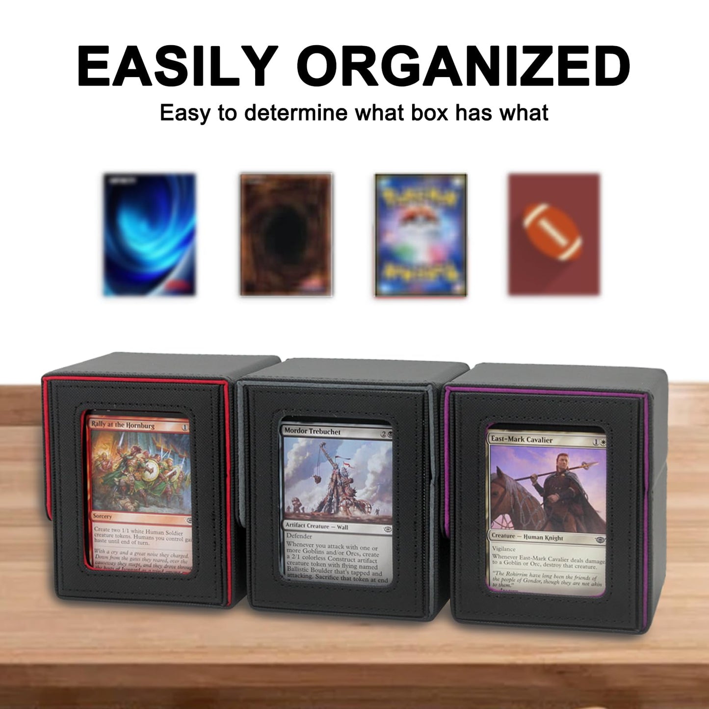 Mtg Deck Box For Commander Display,Card Deck Box Holds 100 Double Sleeved Cards, Pu Leather Trading Card Storage Box For Tcg Wit