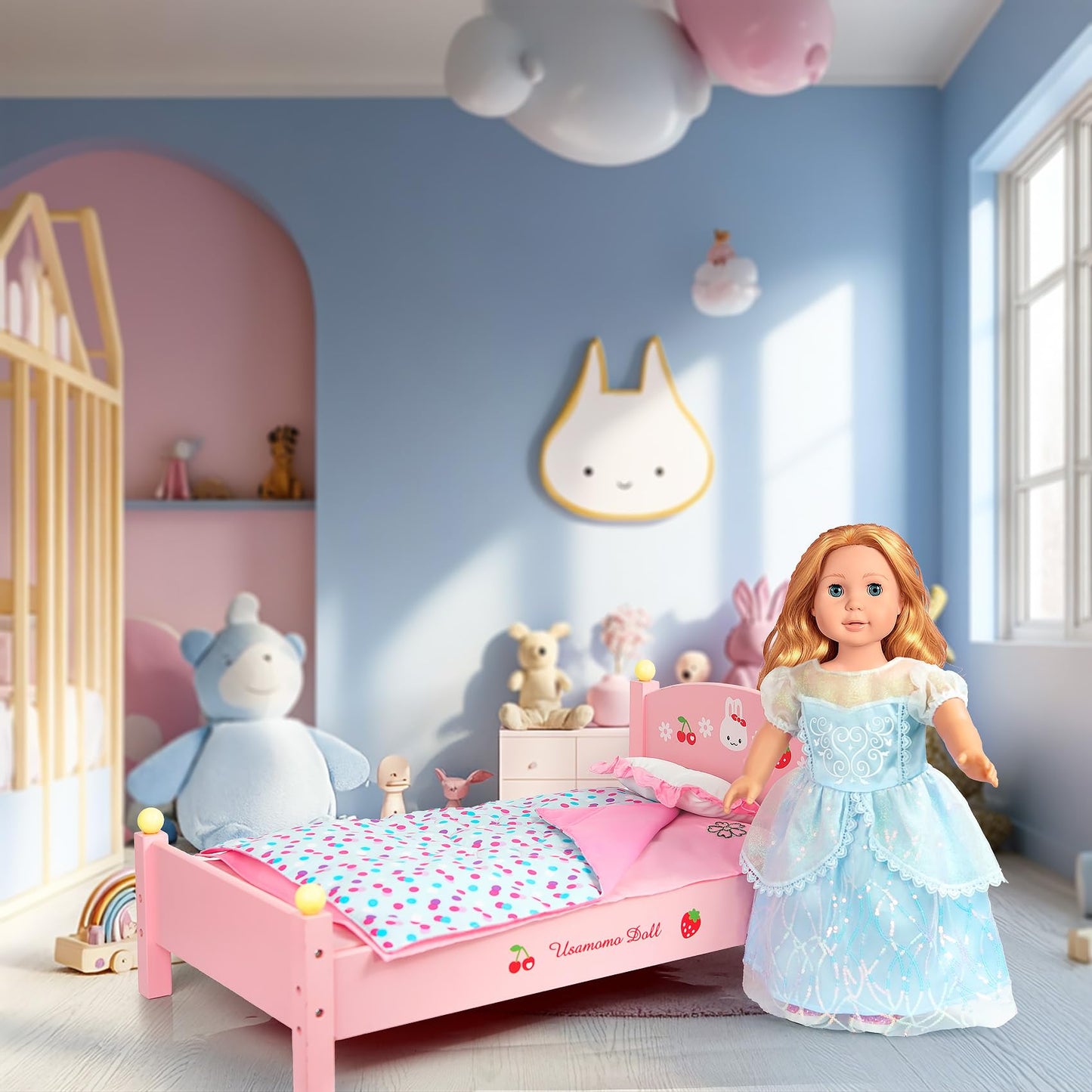 18 Inch Doll Bedding Accessories Set, Included Baby Doll Comforter, Mattress, Bed Sheets, Pillow Cute Doll Accessories- Fits 18'