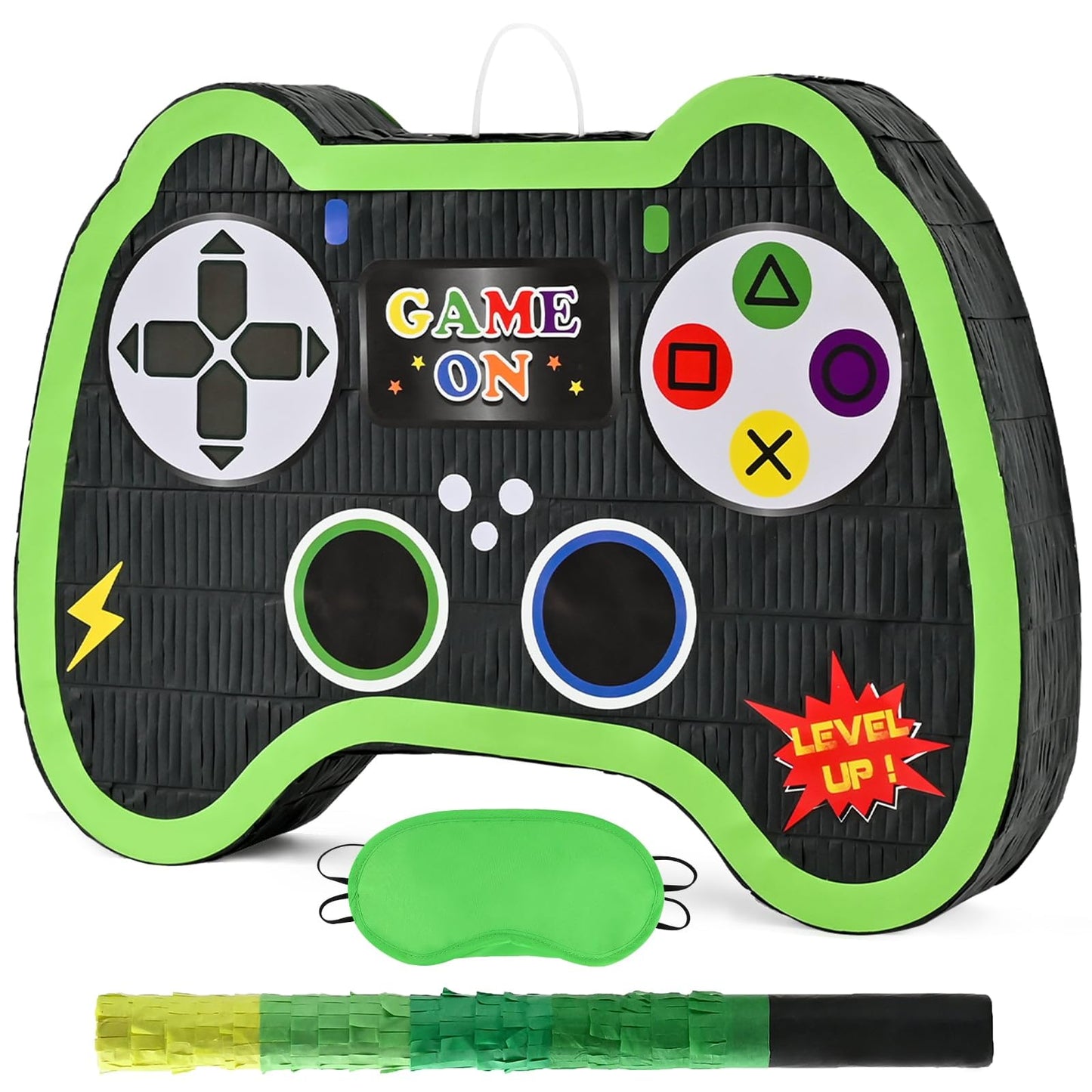 Wernnsai Video Game Controller Piñata - Game Party Supplies Piñata Bundle With Blindfold And Bat For Boys Kids Gaming Theme Birthday Party Game Carnival Activity Decorations (15.7' X 12.2' X 3.1')