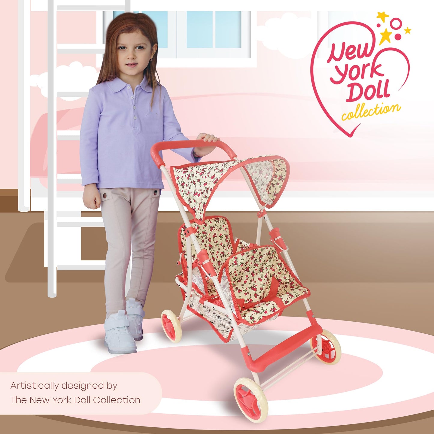 Double Doll Stroller For Baby Dolls Twin Dolls | Toy Doll Stroller For Toddlers, 4 Year Old, 5 Year Old Girls, 8 Year Old | 25