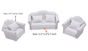 Fateanuki 1 12 Scale Doll House Furnitures 3Pc Sofa Miniature Dollhouse Toy Parlor Bedroom Decoration Accessories