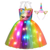 Gigoitly Unicorn Dress For Girls Sequin Unicorn Costume With Led Lights For Halloween Birthday Party Decorations