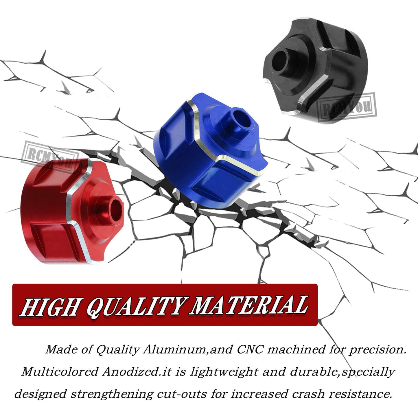 RCMYou RC Alloy Front Middle Rear Diff Housing Differential Gears Housing Universal Carrier Upgrades Part for 1/8 Sledge 4WD,Hop