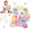 Ryotagift Baby Bilingual Musical Elephant Stuffed Animals Toys,Infant Early Learning Toys With Light-Up Music & Crinkle,Tummy Ti