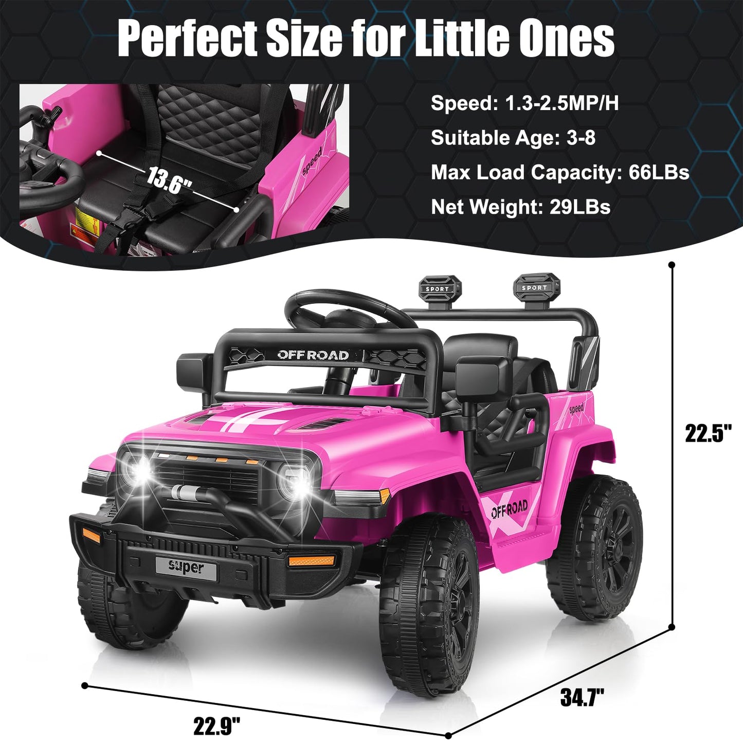 Hikole 12V Kids Ride On Car For Toddler Gifts Ages 3-8, Battery Powered Electric Vehicle Suv W/Parent Remote Control, 4 Spring S