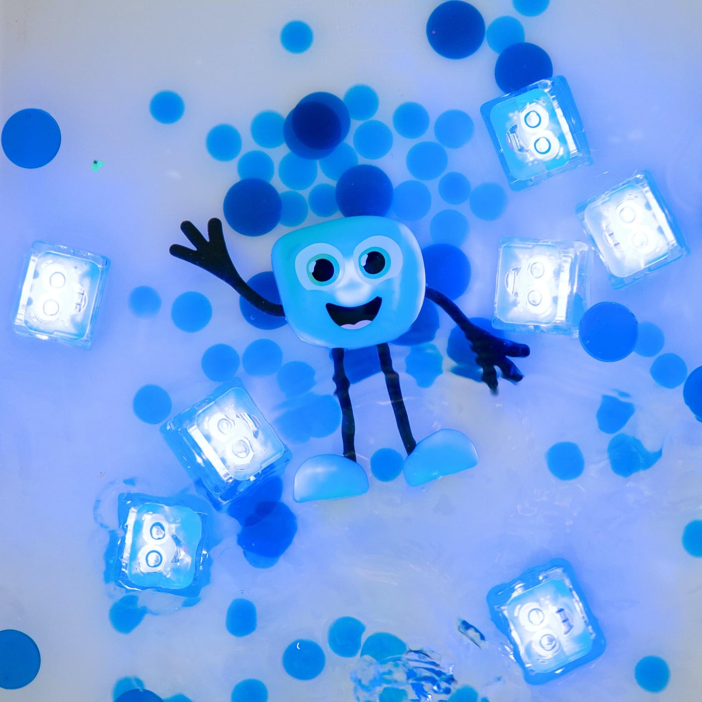 Glo Pals Blair Water-Activated Bath Toy With 6 Reusable Light-Up Cubes For Sensory Play