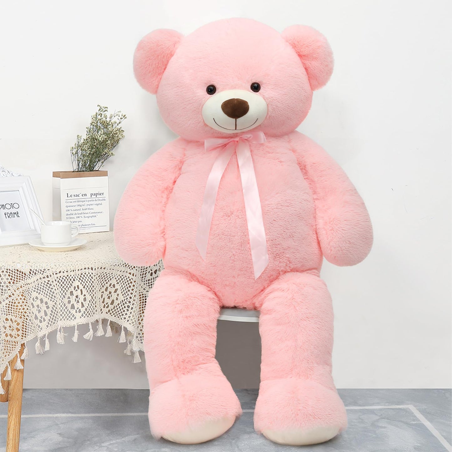 Tezituor 59” Pink Big Teddy Bear, 5Ft Giant Stuffed Animal Plush,Soft Bear Gifts For Christmas, Birthday,Valentine, Baby Shower.