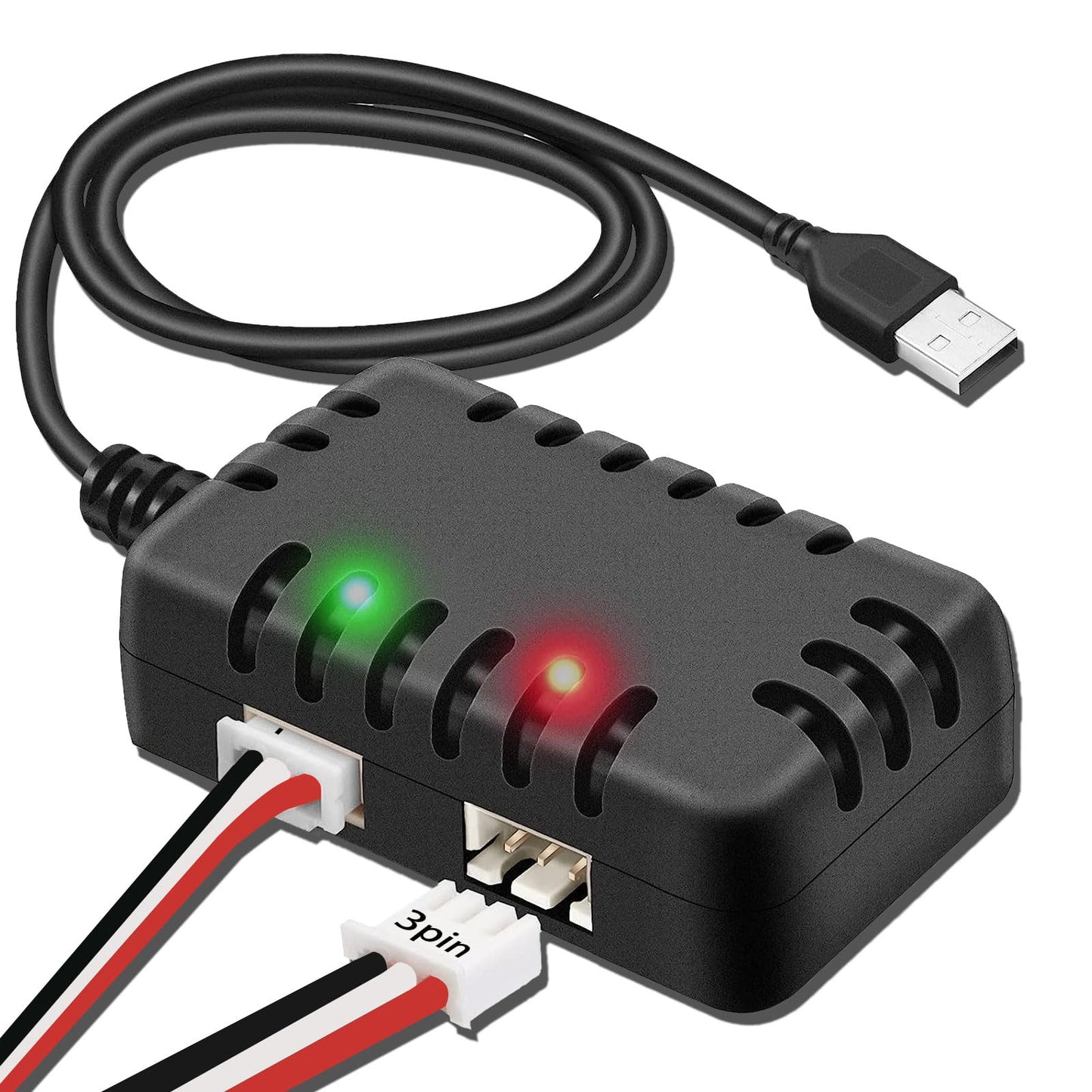 Tosiicop 7.4V Lipo Battery Charger - RC Car Balance Chargers USB Cable 2-in-1 with XH-3P Plug 1A for 2S Batteries RC Cars Drone
