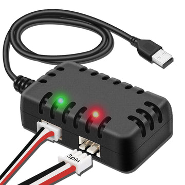 Tosiicop 7.4V Lipo Battery Charger - RC Car Balance Chargers USB Cable 2-in-1 with XH-3P Plug 1A for 2S Batteries RC Cars Drone