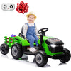 24V 7Ah Ride On Tractor W/Tiltable & Detachable Trailer, Anrli Kids Electric Vehicles Tractor W/400W Motors, Adjustable Seat, Re