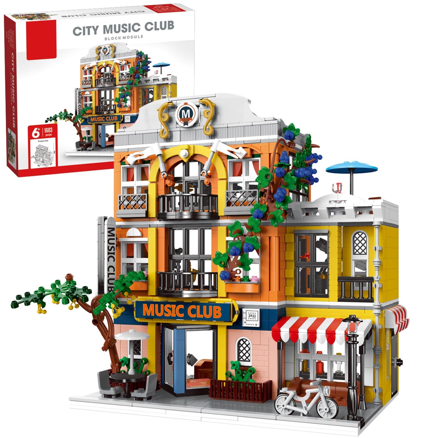 Enjbrick Flowers City Jazz Club Building Sets For Adutls, Architecture House Building Kit For Boys And Girls 8-14 Years 1683 Pcs