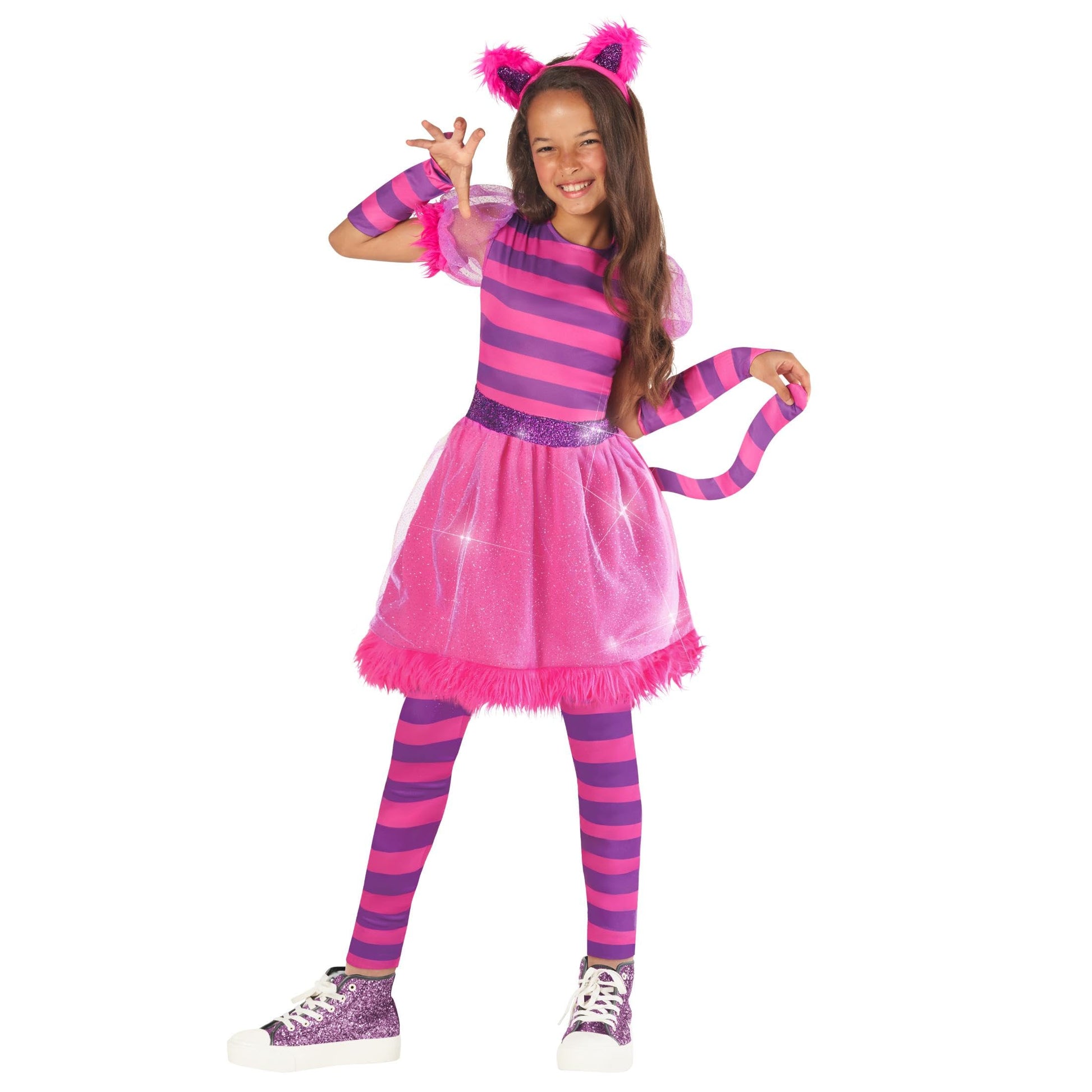 Morph Striped Pink Cat Costume For Girls - Pink Cat Costume Kids - Cat Halloween Costumes For Girls - Purple Cat Costume Kids XL