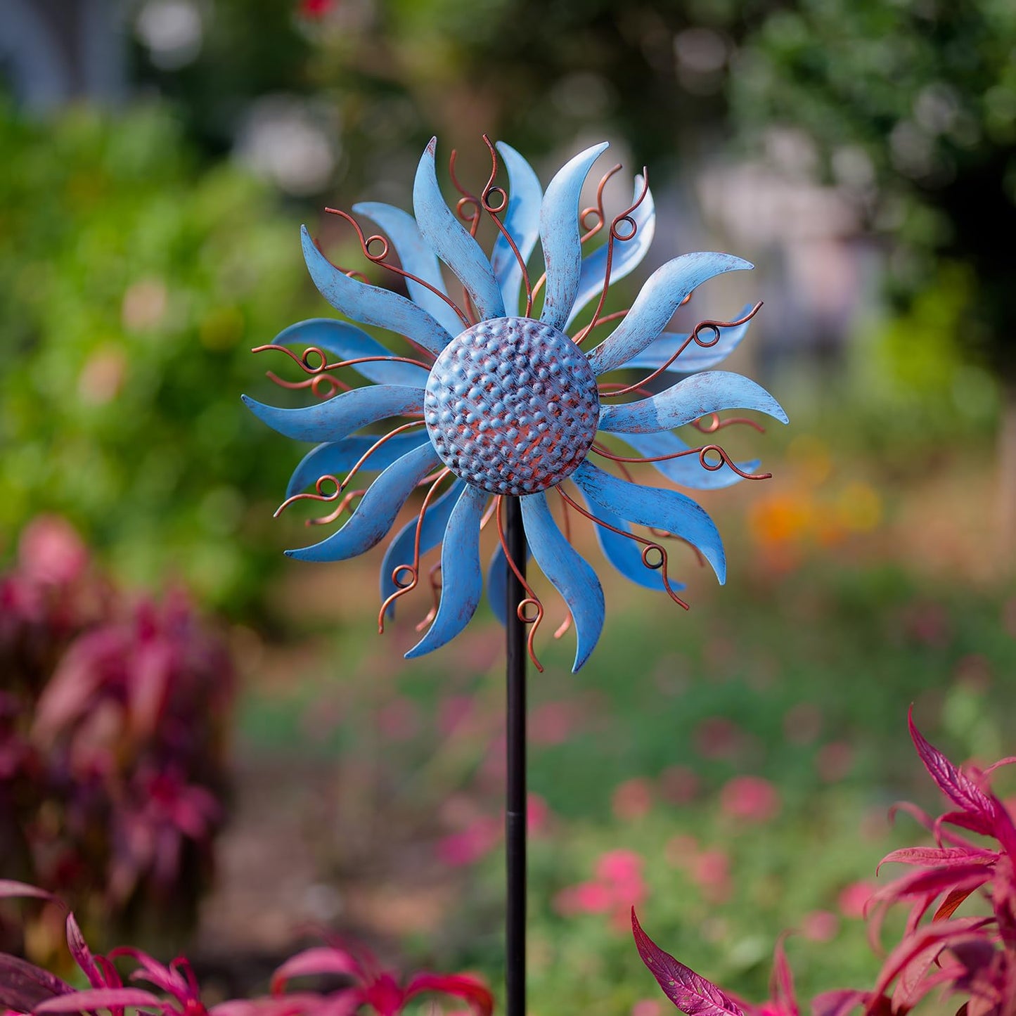 Venniy Wind Spinner Outdoor Decoration, 57 H*13 D Wind Sculptures Metal Yard Art Windmill, Pinwheels For Yard And Garden