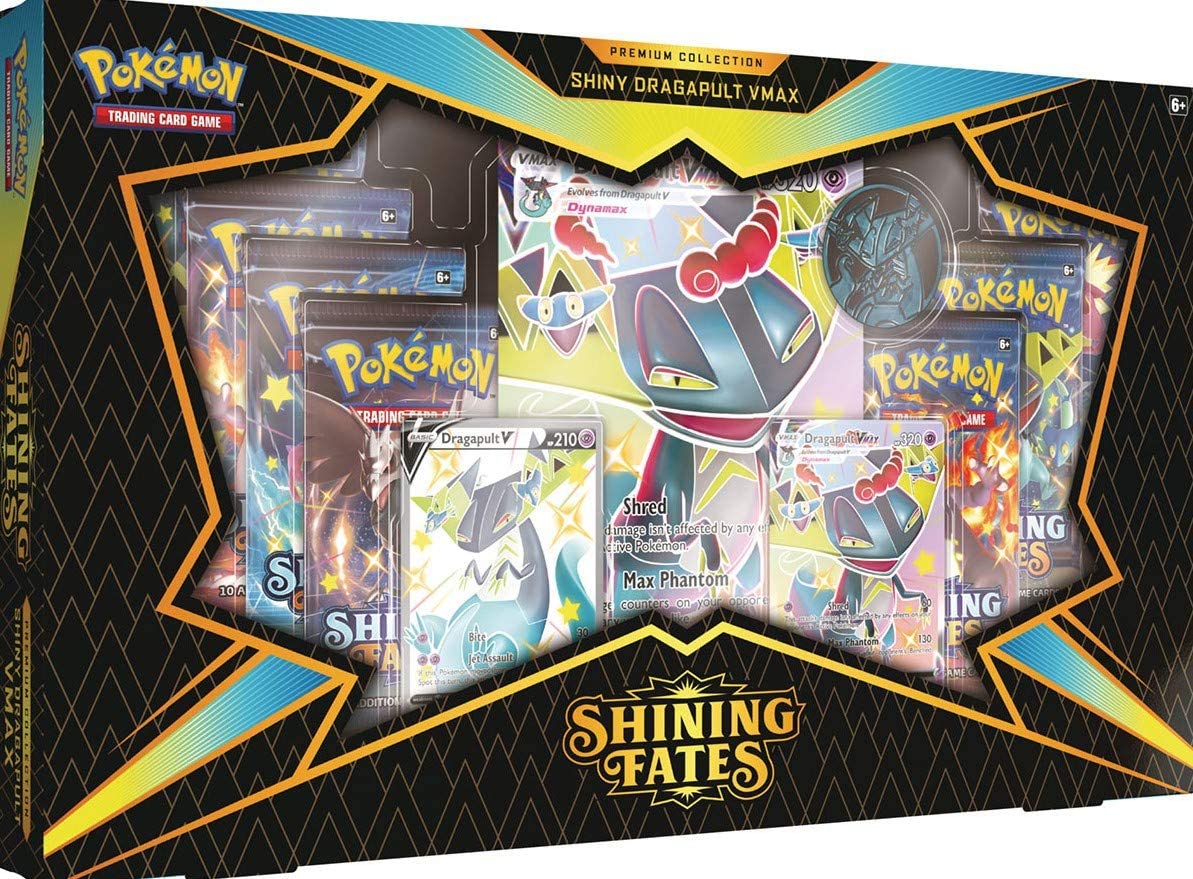 Pokémon Trading Card Game Shining Fates Dragapult VMAX Premium Collection - 7 Booster Packs, 2 Promo Cards, Multicoloured