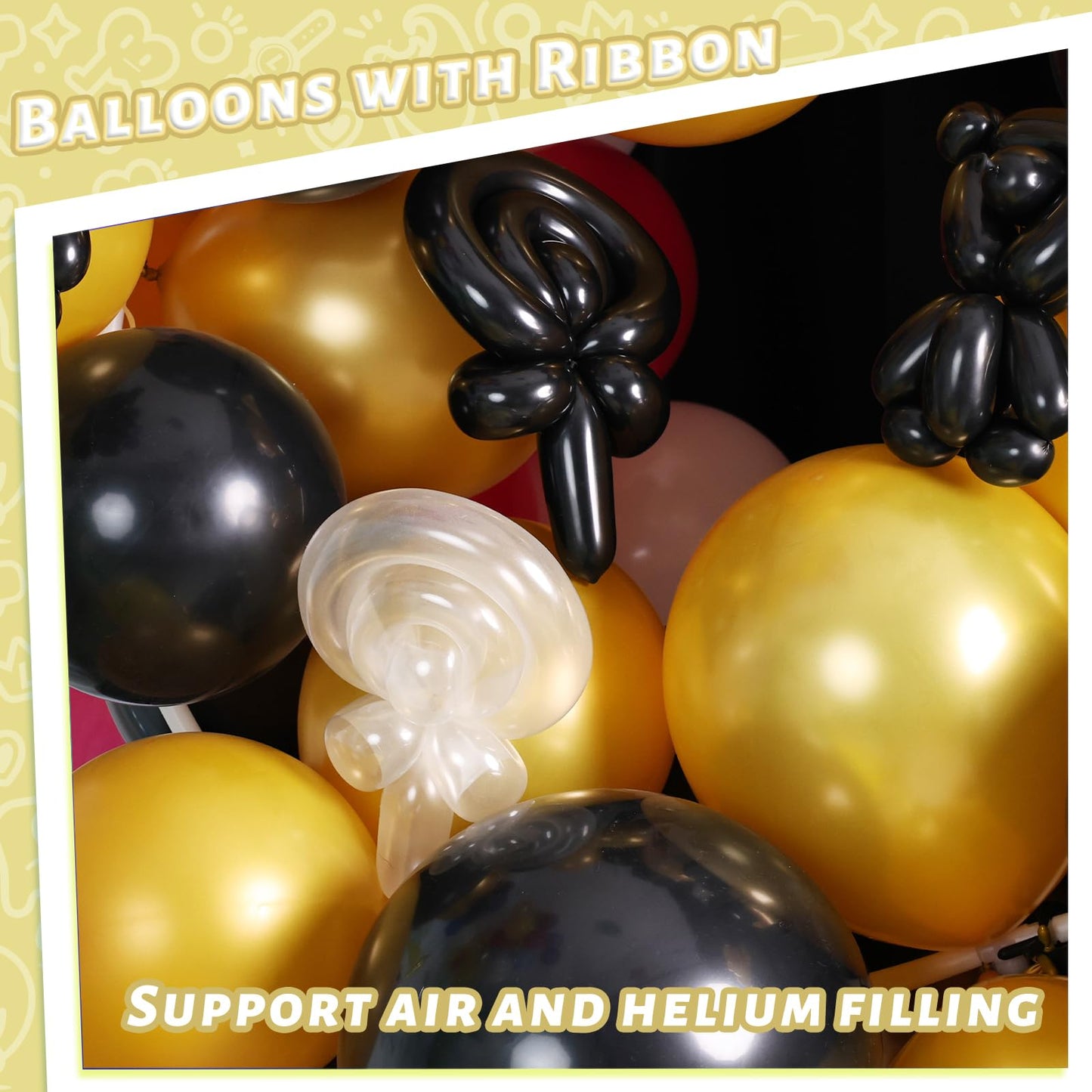 Lovestown 110Pcs Gold Latex Balloons, 12 Inch Metallic Helium Round Balloons Party Balloons With Ribbon For Engagement Birthday Anniversary Baby Shower Graduation Wedding Party Decorations