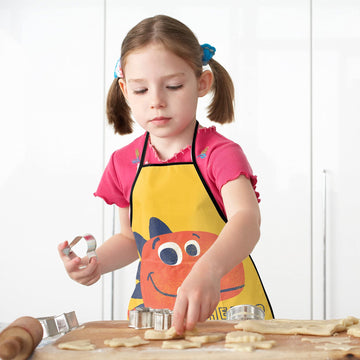 Popologa Dinosaur Apron For Girls Boys Kids Cooking Painting Aprons Art Smock Supplies Toddler