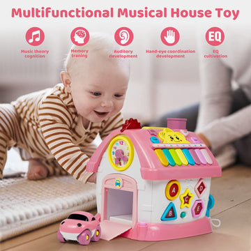 Marstone 8-in-1 Musical Learning House Toys for Toddlers, Pink, Medium, Model 1903B, Educational Gifts for 1 Year Olds