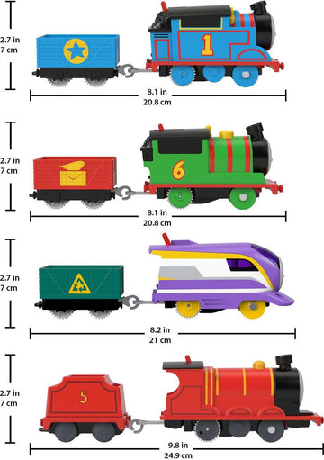 Thomas & Friends Motorized Toy Trains Set of 4 Engines, Thomas Percy Kana & James for Preschool Pretend Play Kids Ages 3+ Years