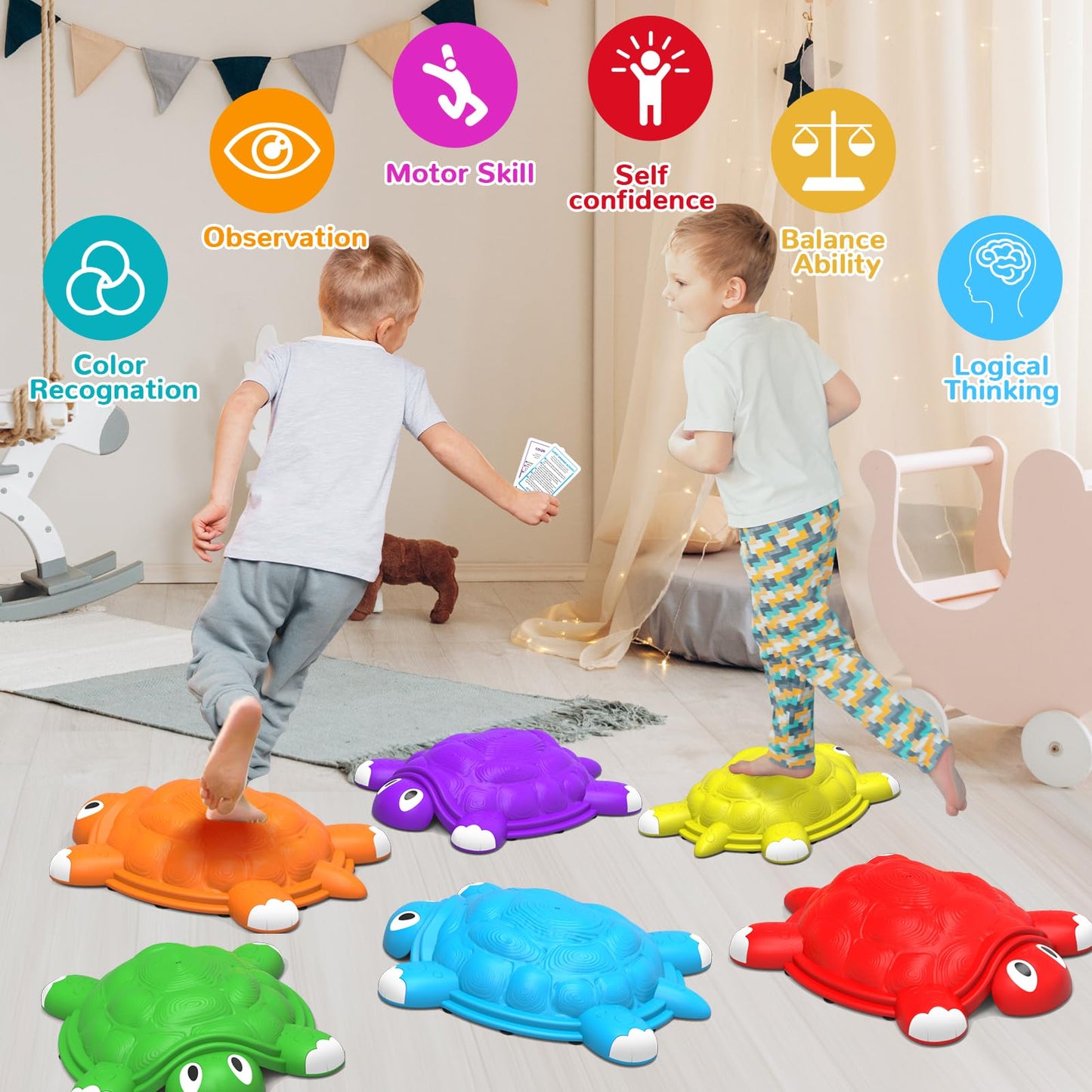 Aberlls Stepping Stones For Kids 3 4 5 6 7 Year Old, Toddlers Turtle Balance Climbing Toys, Outdoor Indoor Sensory Play, Obstacle Course Coordination Game