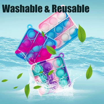NUENUN 120pcs Random Color Mini Squeeze Pop Bubble Fidget Sensory Toys Mini Keychain Wrap Small Relieve Anxiety Stress Toy Pop Bulk Silicone Classroom Prize for Kids mature-themed Party Gift