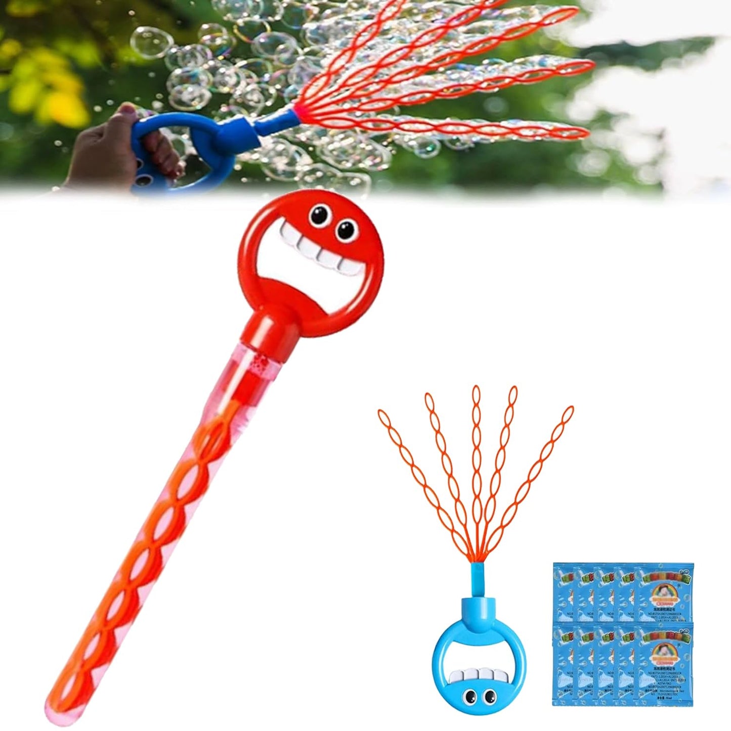 32 Hole Smiley Face Bubble Wand With Five Claws, 32-Hole Smiley Face Bubble Wand, Bubble Blowing Machine Toy