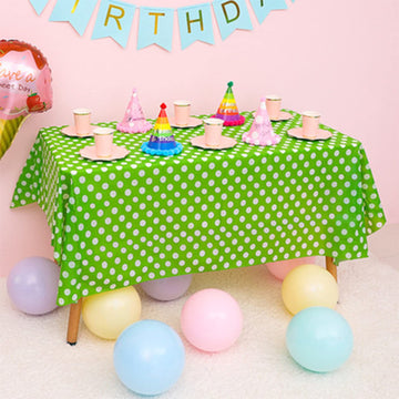 Zjdhpty 3Pack Plastic Table Cloth Disposable For Rectangle Tables, Green Polka Dot Table Cloths For Birthday Baby Shower Easter