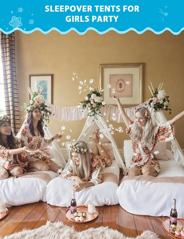 Wilwolfer 2 Sets Teepee Tent For Kids With Inflatable Airbed Toddler Play Tent White Foldable Playhouse For Indoor Outdoor Boys