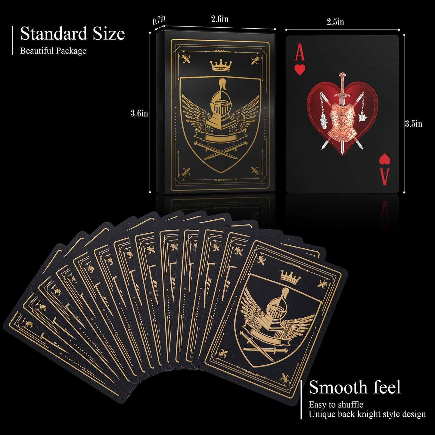 Wjpc Waterproof Playing Cards,Plastic Playing Cards,Deck Of Cards ,Game And Party Poker Cards (Knight Gold)
