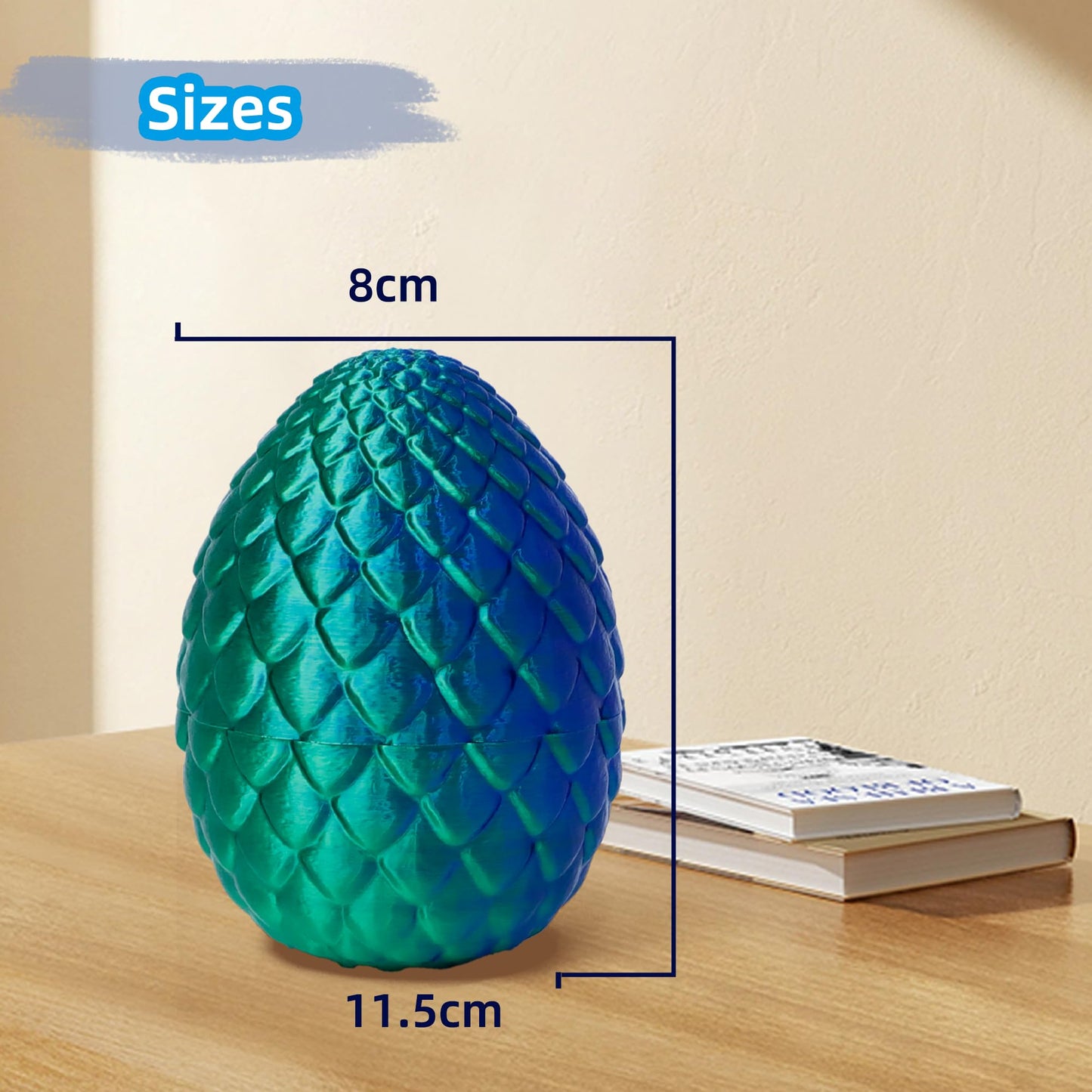 Flavery 3D Printed Flying Dragon In Egg - Dino Easter Egg With 9'' Winged Dragon Inside, Colorful Fidget Toy, Birthday Gift, Fle